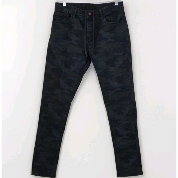 Uniqlo Ezy Jeans Men M W 30-33" Camo Skinny Tapered Low Rise Zip Stretch Grunge - Picture 1 of 16